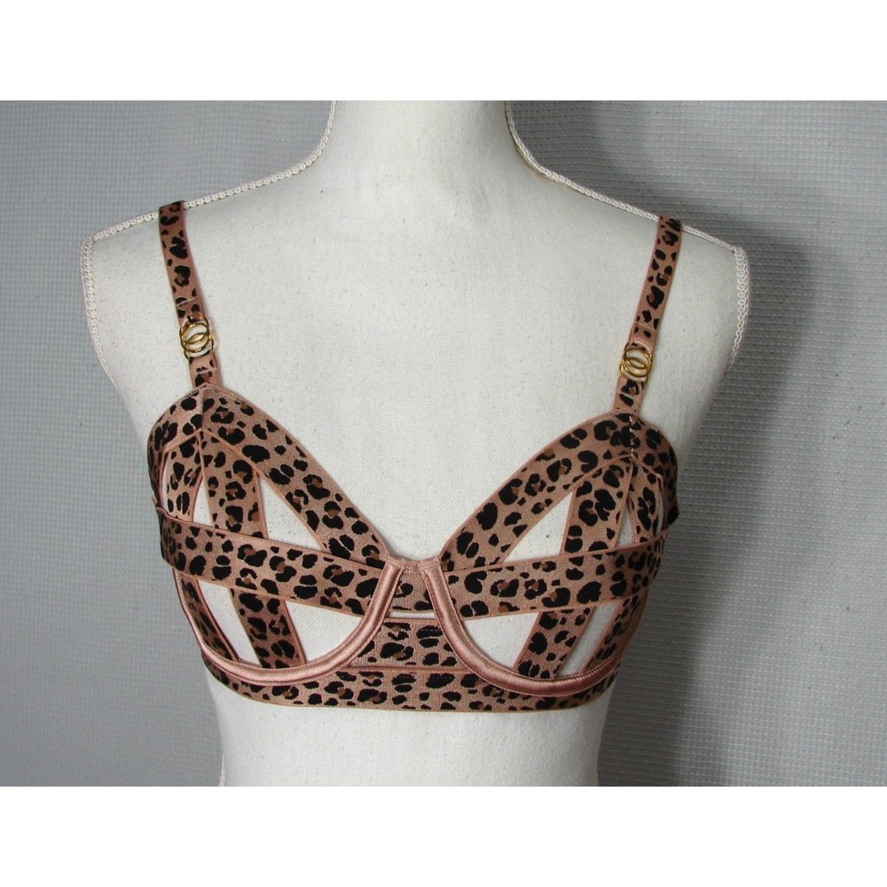 New Victorias Secret Luxe Seriously Strappy Cage Balconette Bra Animal Print
